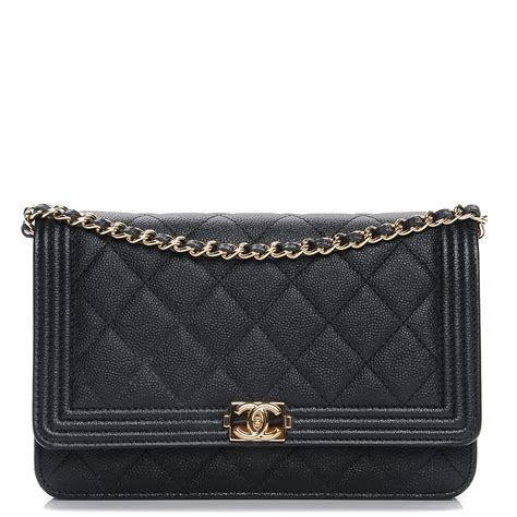 chanel boy chain on wallet|CHANEL Caviar Quilted Boy Wallet On Chain WOC Black.